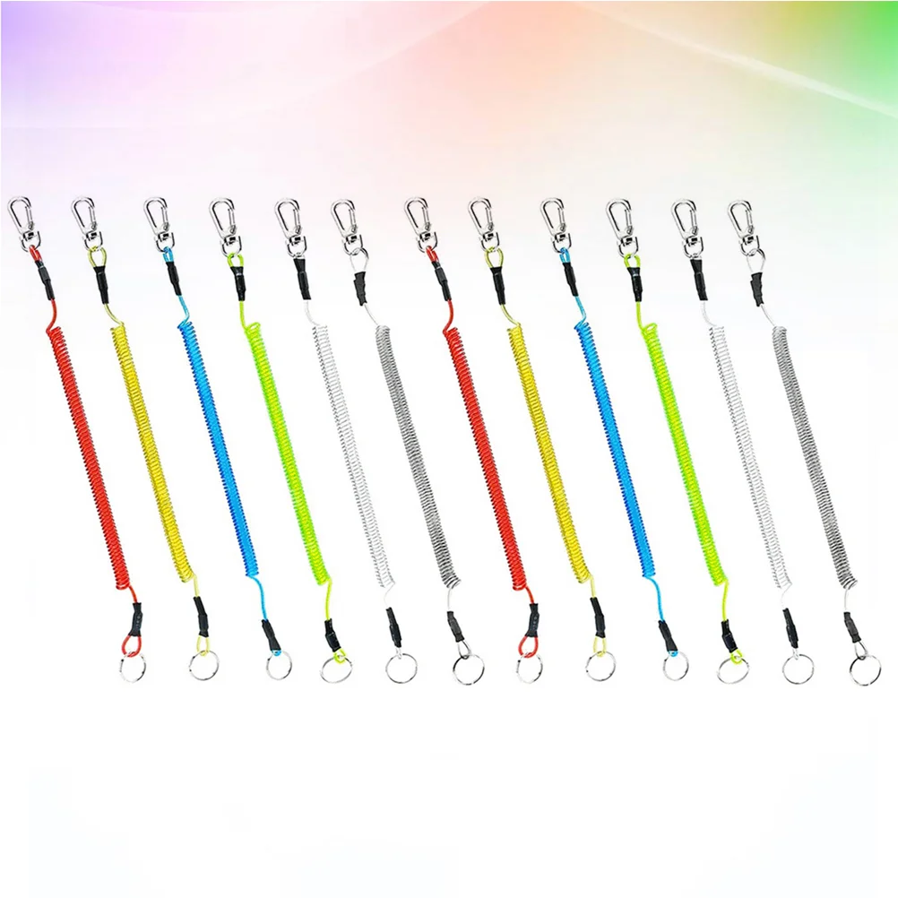 8 Pcs Coiled Lanyard Retractable Elastic Ropes Fishing Tether Security Gear Tools Boat