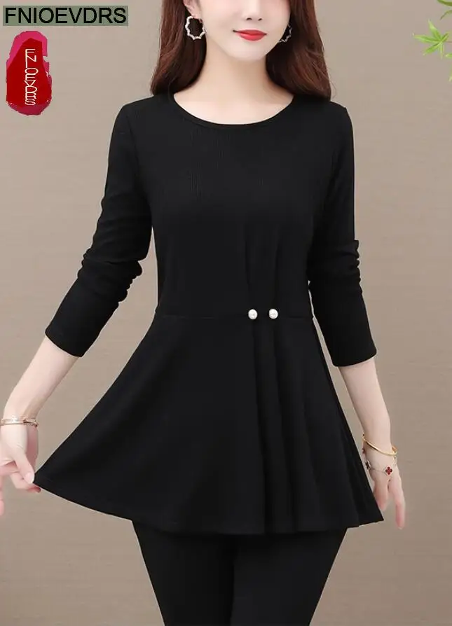 

Блузка Женская Осенняя свободного покроя, с баской и цветами