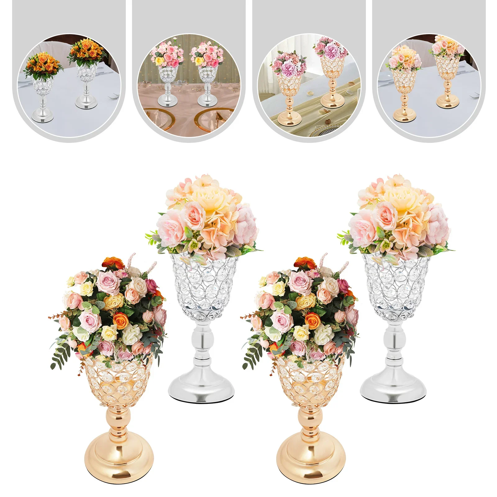

Crystal Trumpet Floral Vase -2 Pcs Centerpieces for Wedding Table, Flower Vases for Party Dinner (Cannot hold water)
