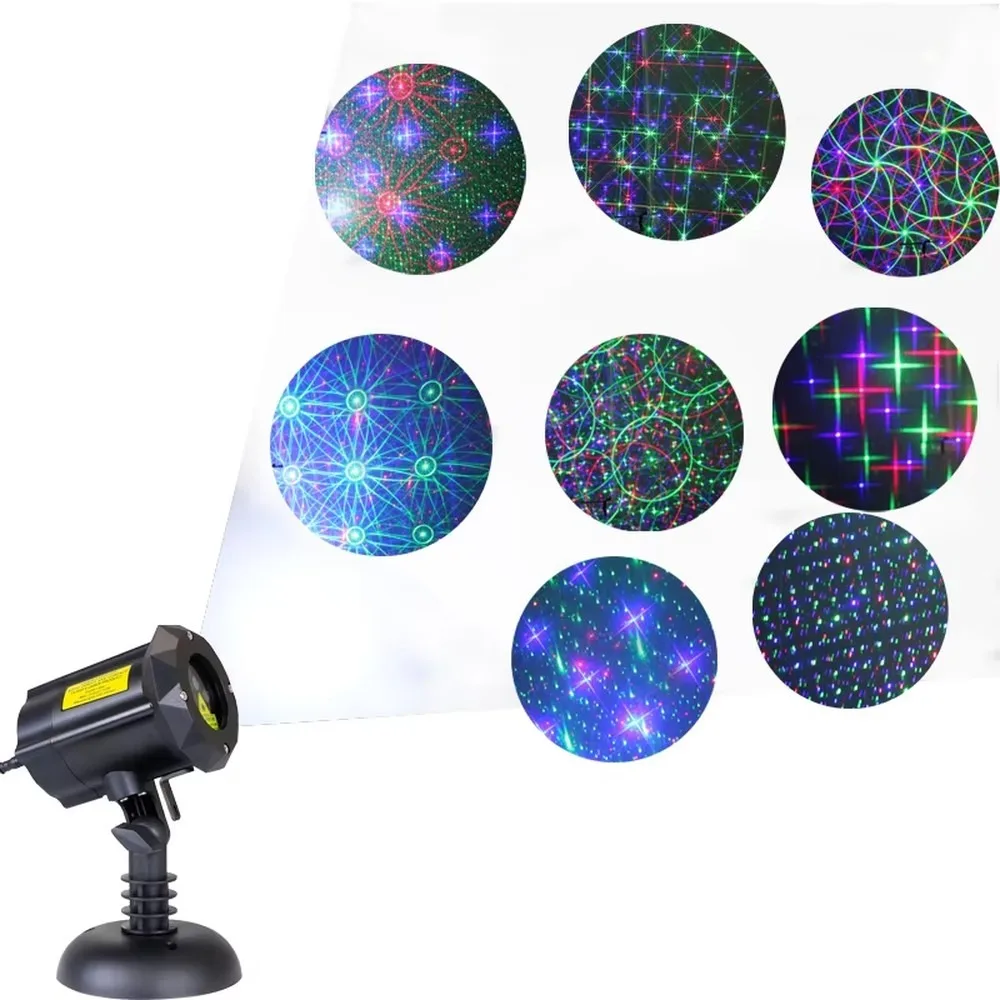 New Red Blue Green Motion 8 Patterns  Laser Light for Holiday Party Stage Disco Home Garden Decoration