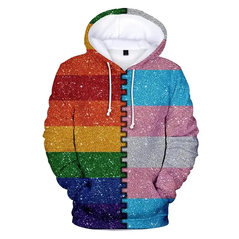 LGBT Arcobaleno Bandiera Lesbiche Gay 3d Felpe con cappuccio Pullover Moda Uomo Donna Felpa con cappuccio Casual Manica lunga 3D Felpe con cappuccio Top