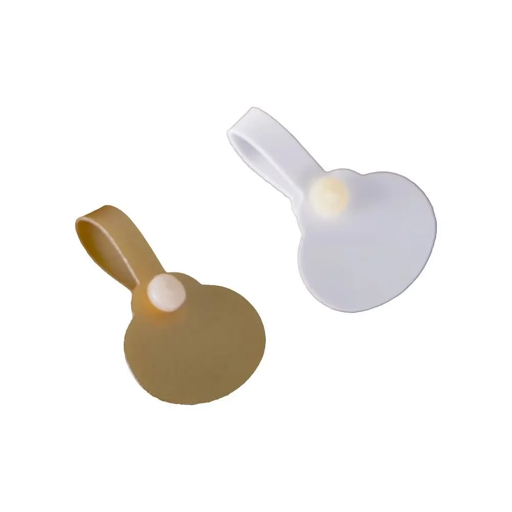 Druckknopf-Ringanhänger aus PVC in Goldweiß, Schmuckanhänger, Halsketten-Verpackungsetikett, Kunststoff-Geschenkanhänger, Vinyl-Knopfclip-Verschluss – Detail 5