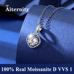 100% Real Moissanite Pendant Necklace D Color 1 Carat GRA Certificate for Women Wedding Bridal S925 Sterling Silver Fine Jewelry