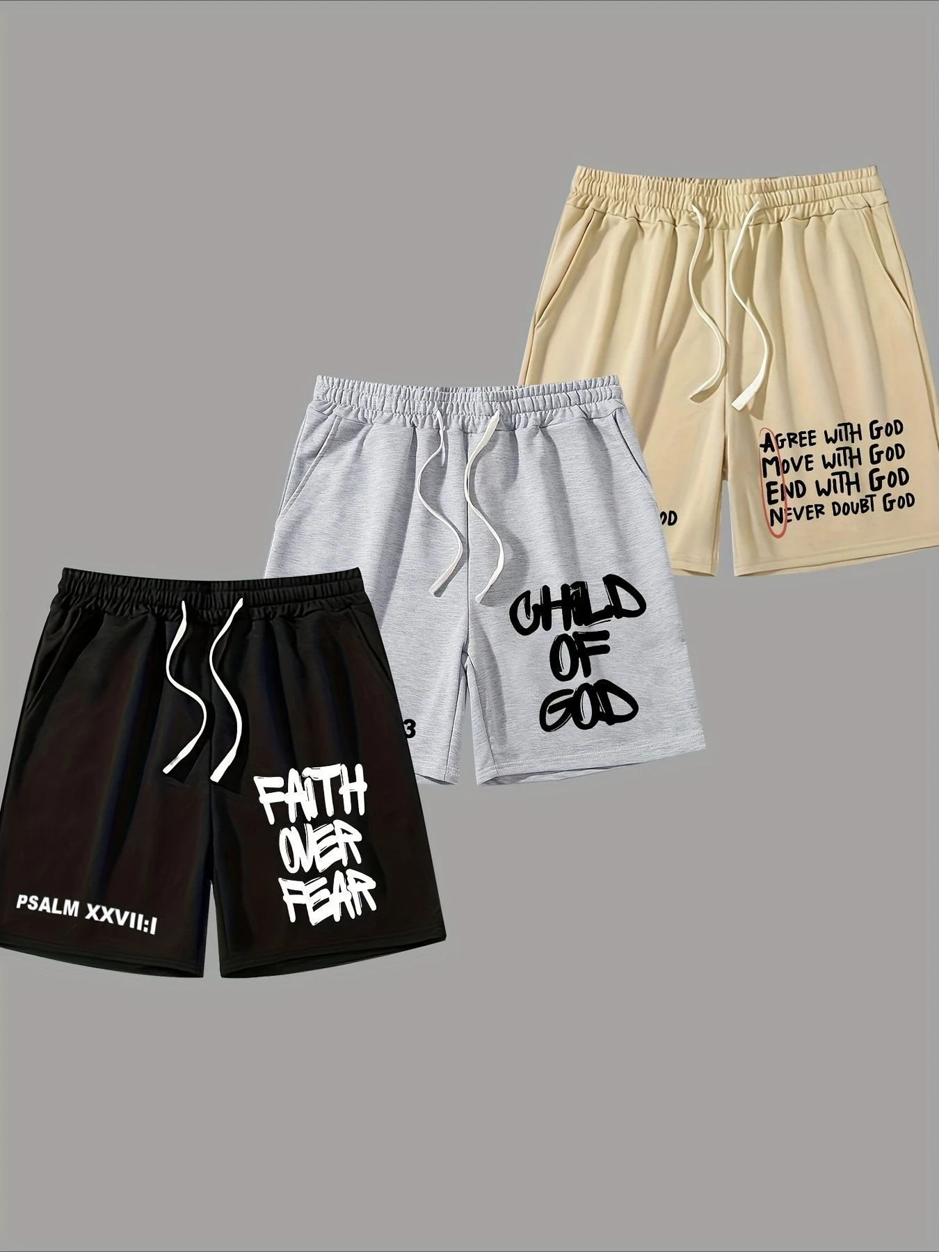 

Men'S Three-Piece Shorts Set, Essential for Summer, Featuring Letter Prints, Casual Drawstring Shorts Travel, Parties