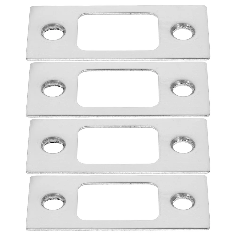 4 Pcs Lock Tongue Buckle Door Reinforcement Kit Stainless Steel Plate Insert Hole Filler Strike