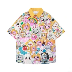 Oversized Women Hawaiian Shirt Hip Hop Streetwear Cartoon Print Fashion Beach Shirt Casual Summer Short Sleeve Tops