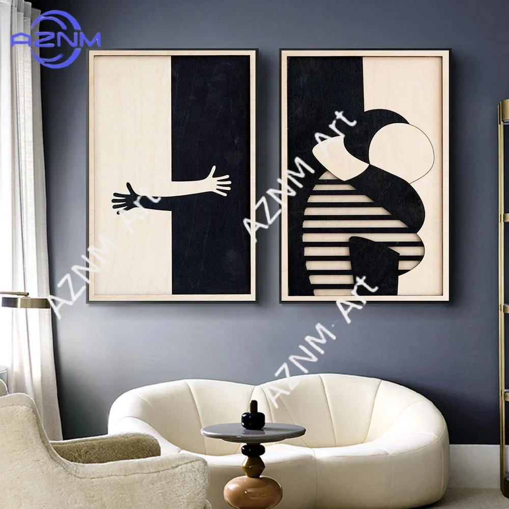 Abstrract 3D Texture Wall Art Romantic Couple Hug Poster Print For Liiving Room Home Decor Modern Minimalism Canvas Painting
