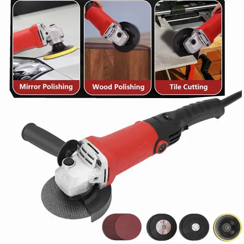 1300W 앵글 그라인더 연마기 100mm 6단계 연마기 절단 목공 도구 전동 공구