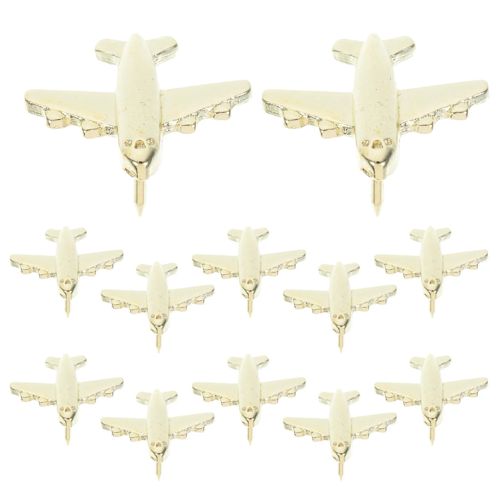 

12Pcs Creative Airplane Push Pins 3D Metal Gold-Plated Tacks for Hanging Notes Photos Maps Bulletin Boards Home Office