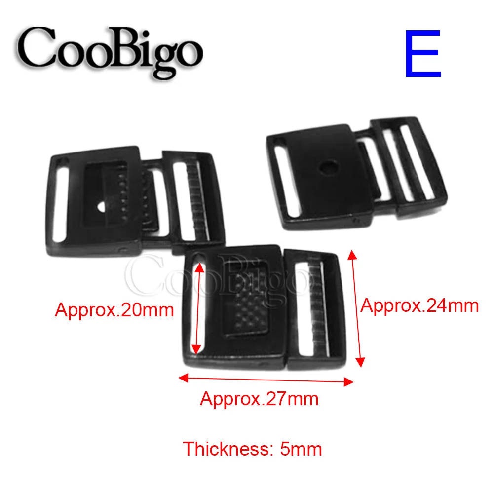 20pcs Side Release Center Buckles Black Plastic Backpack Strap Webbing Bag Sewing Accessories  3/4\