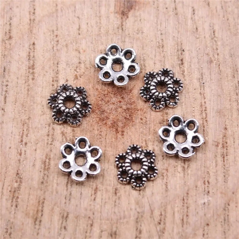 WYSIWYG 50pcs 6x6x2mm Bead Caps For Jewelry Making DIY Jewelry Findings Alloy Charms Pendant