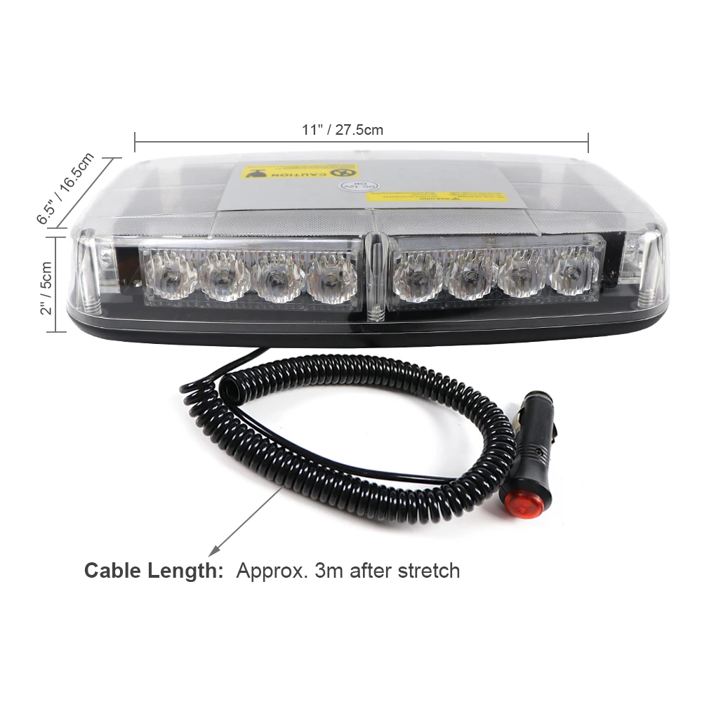 24 LED Emergency Strobe Lights Amber White Car Roof Top Safety Warning Light Bar Police Flashing Signal Lamp For 12/24V Vehicle