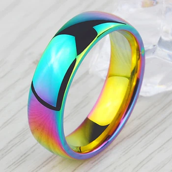 Bunte Regenbogen 316L Edelstahl Mode 6mm Glänzendes Gesicht Paar Ringe für Frauen Männer Kinder Cool Boy Klassische Schmuck Großhandel