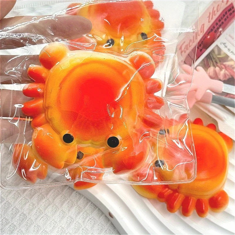 Groot krabknijpspeeltje - Zacht TPR-materiaal met levendige oranje en zwarte kleuren, realistisch krabontwerp voor ontspanning en ontspanning, december