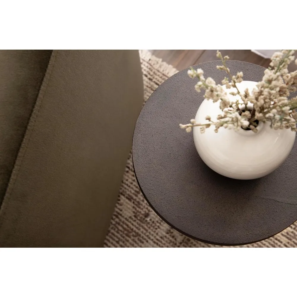 طاولة مشروبات من الألومنيوم المصبوب الحديث من كيت آند لوريل لازارو، 10 × 10 × 22، رخام برونزي وأبيض، طاولة بقاعدة مستديرة جلام مع م