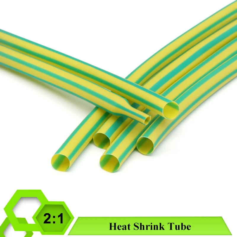 

1/5/10M Yellow Green 2:1 Heat Shrink Tube Dia. 1mm~50mm Wire Repair DIY Thermoresistant Tube Heat-shrinkable Sleeve For Cables