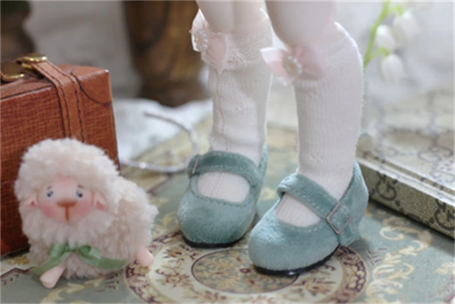 Zapatos de tacón alto de Velour para niñas, accesorios para muñecas BJD, 1/6