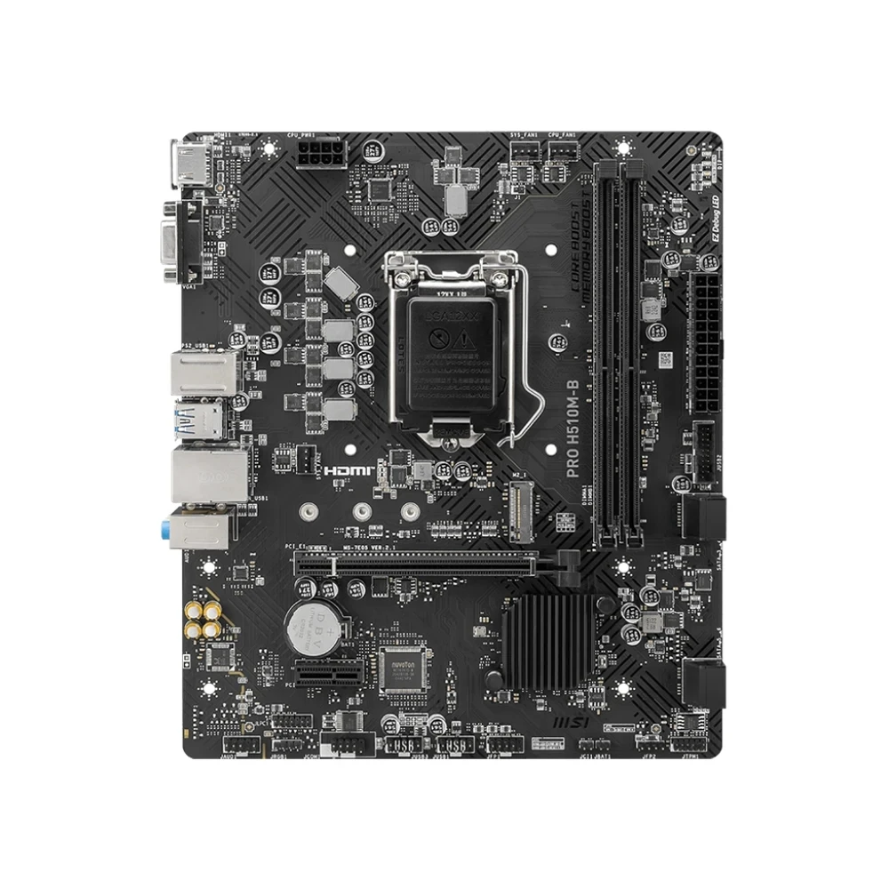 MSI motherboard PRO H510M B Intel H510 LGA 1200 compatible with 2x DDR4 MAX 64GB USB3.2 Micro ATX compatible with 11 cpus，h510 m