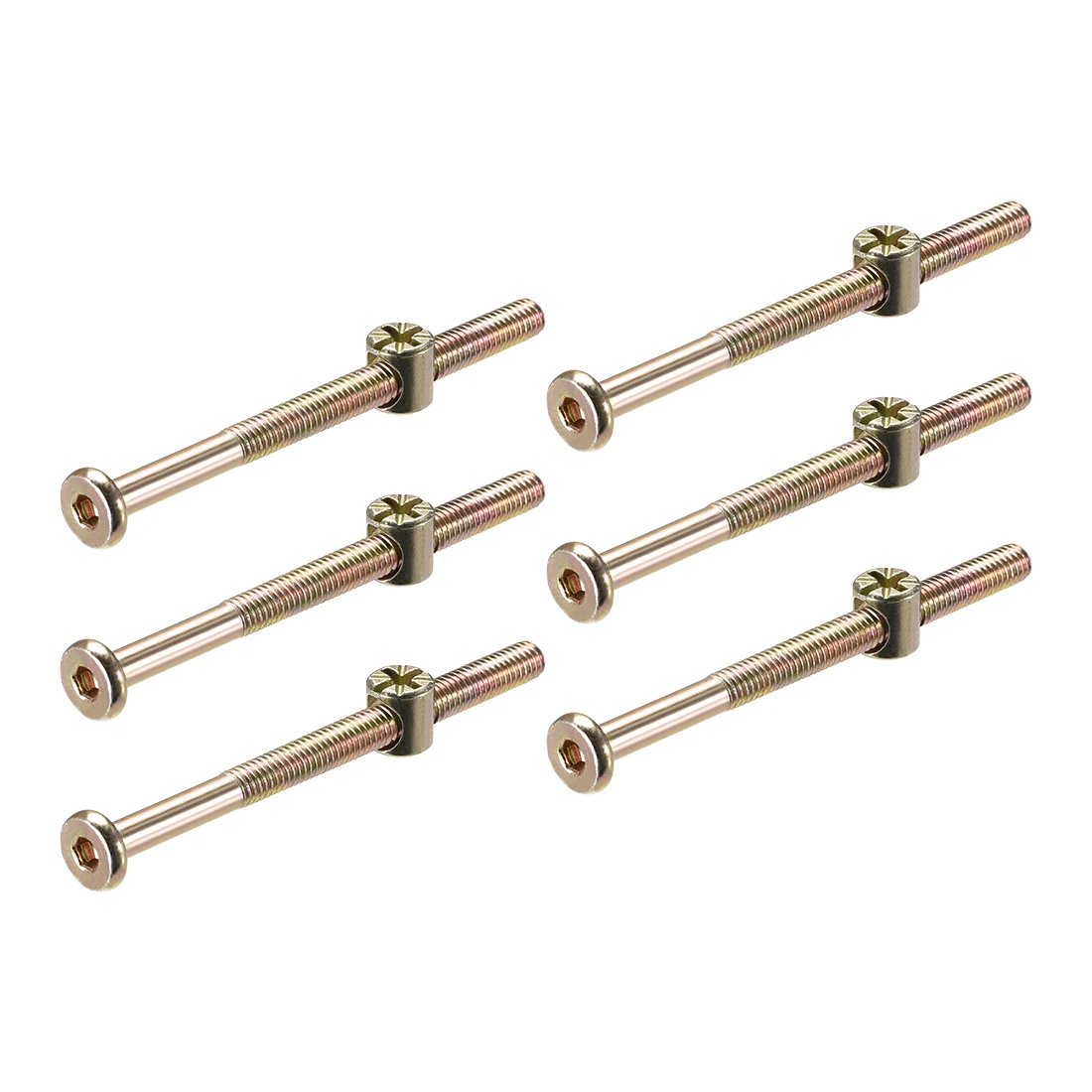 Uxcell 6-30pcs M6 Furniture Bolts Nut Hex Socket Cap Screw 70-110mm Zinc Plated Baby Bed Bolts Barrel Nuts For Crib Cabinet