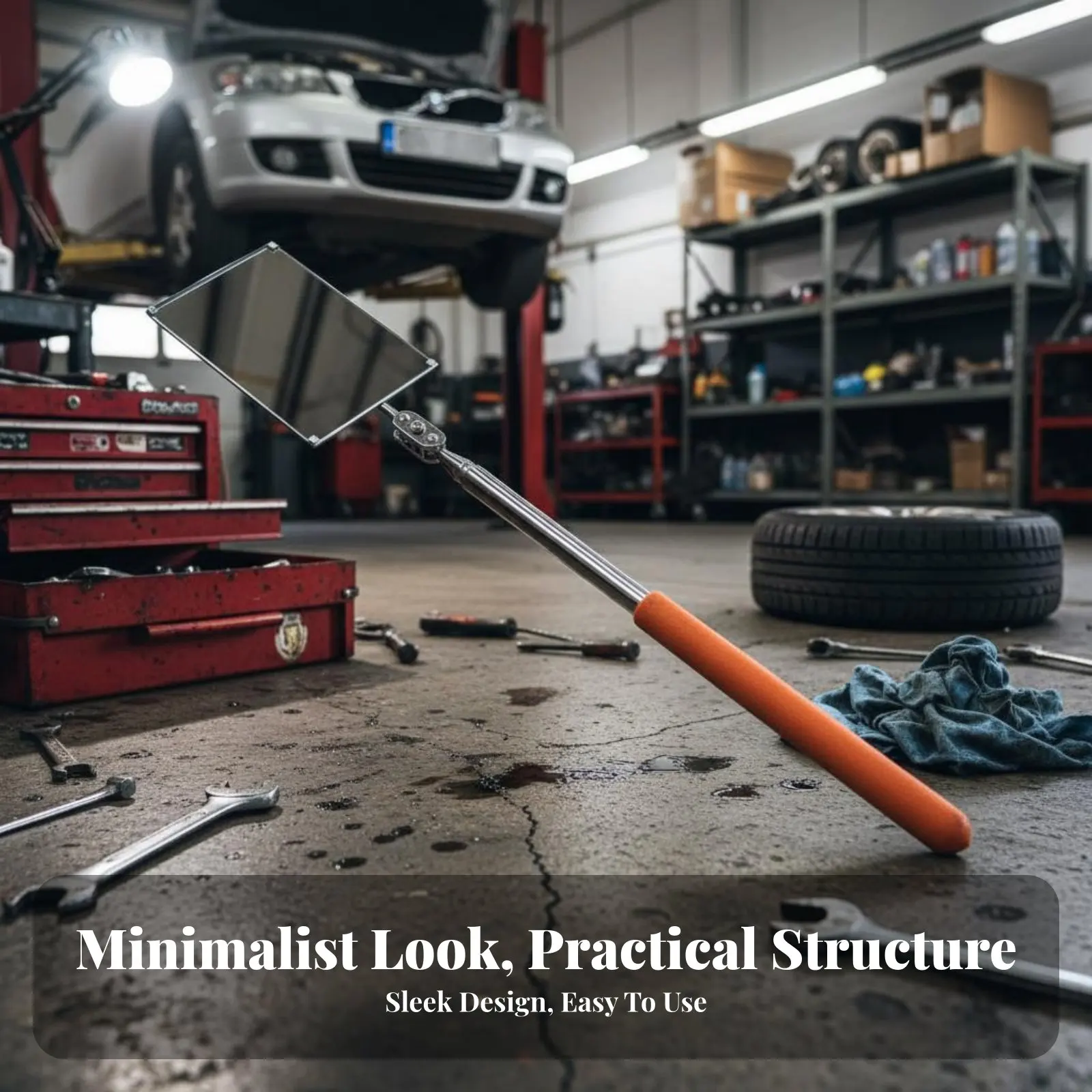 Telescopic Inspection Mirror Portable Undercarriage Inspection Mirror Adjustable Reach Stainless for Mechanics, Garage