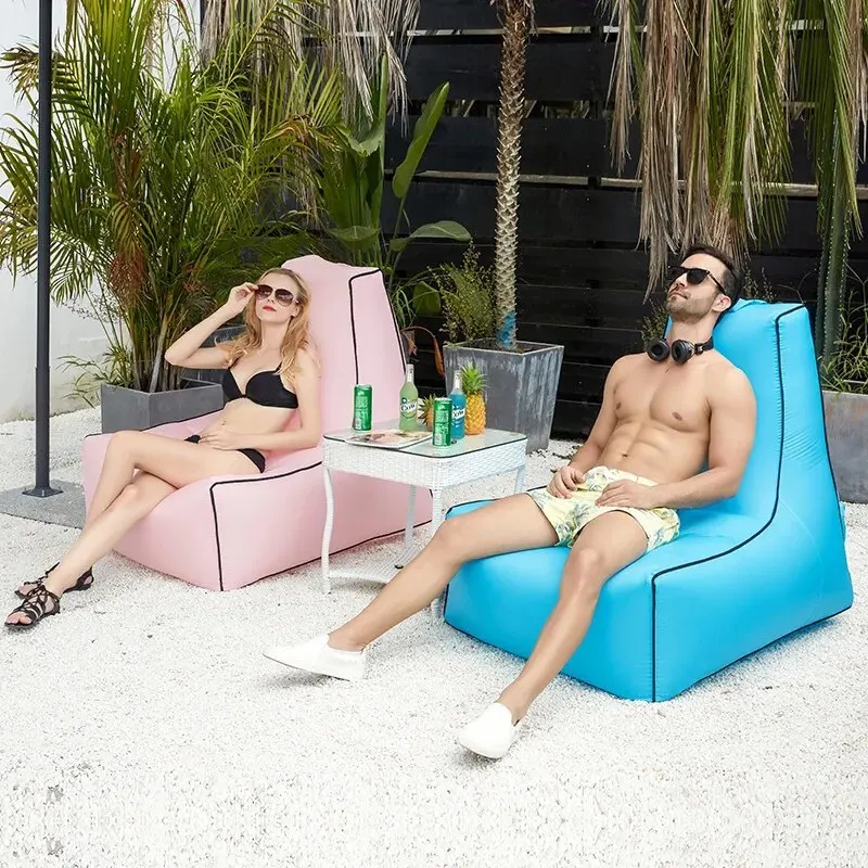 Outdoor Chair Inflatable Sofa Square Bottom Armchair Air Beach Camping Travel Rest Furniture Camping Leisure Seat Folding