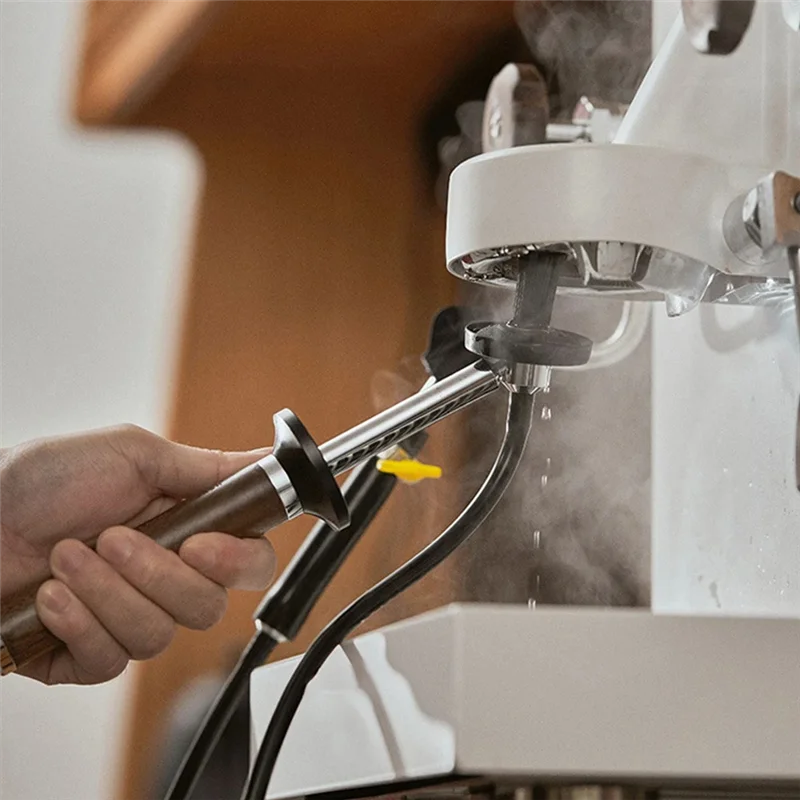 

ABMS-For Cafe, Home Compatible Steam Cleaning Brush For Coffee Machine With High Pressure Steam Wash Tool-Solid Wood Handle