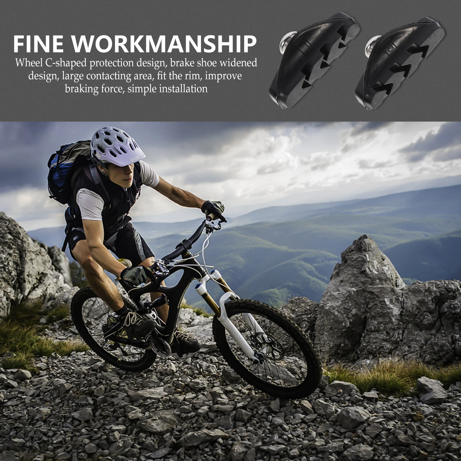 

3Pairs Bike Brake Pads Rubber Bicycle Brake Blocks Durable Mountain Cycling Accessories Short Braking Distance