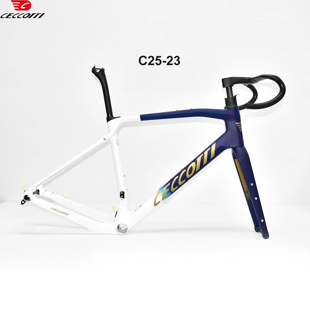 CECCOTTI Full Carbon Fiber Gravel Bike Frameset T47 thread BB and Disc Brake Bike Frame Full Inner Cable Bicycle Frame Gravel