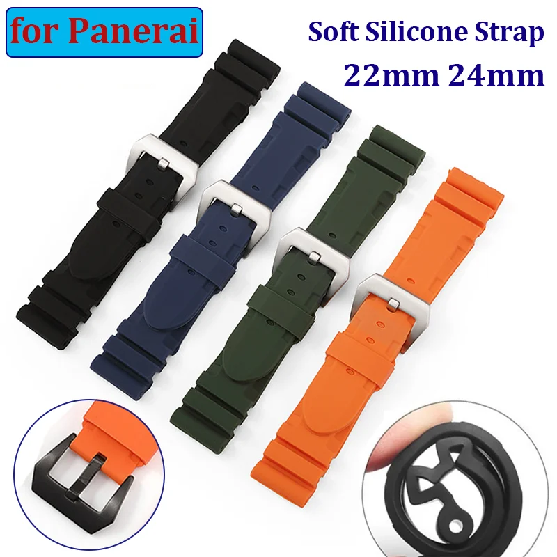 Silicone Watchband for Panerai PAM441 359 22mm 24mm Waterproof Rubber Strap Sport Wristbelt Men Watch Bracelet Watch Accessories