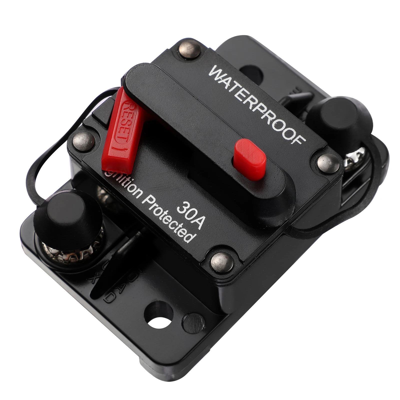 

Overload Protector Auto Reset Circuit Breaker Mini Inline Waterproof Manual Trip Switch Fuse Car Audio Video System