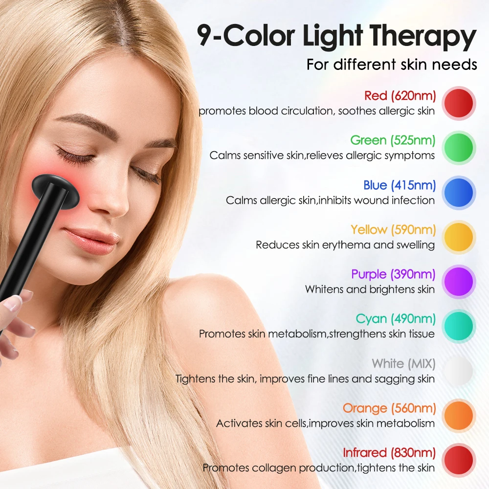 Ems Augen massage gerät 9 Farbe LED Phototherapie Vibration beheizte Augen massage Schönheits stift entfernen Augen taschen Augenringe Facelifting-Werkzeug
