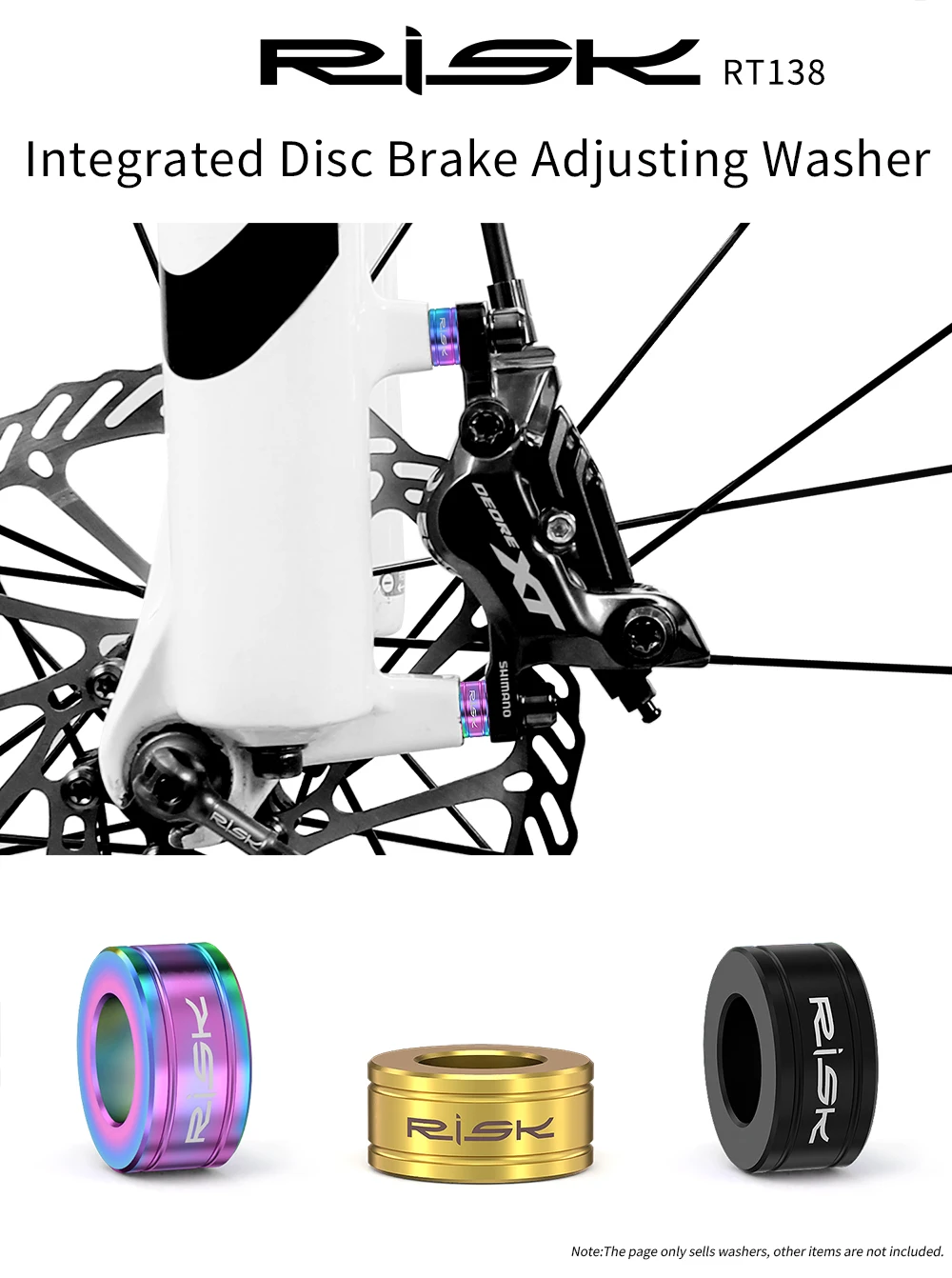 RISIKO Fahrrad Integrierte Scheibenbremse Einstellscheibe M6 Titan Schraube Spacer Berg Faltrad Bremsklemme XT Scheibenbremse – Detail 1