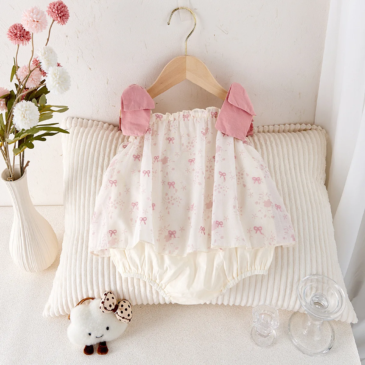 Birthday Princess One Piece Body Clothes Abbigliamento 2026 Baby Girls Pink Bow Printed Summer Rompers Dresses Infant Bebes