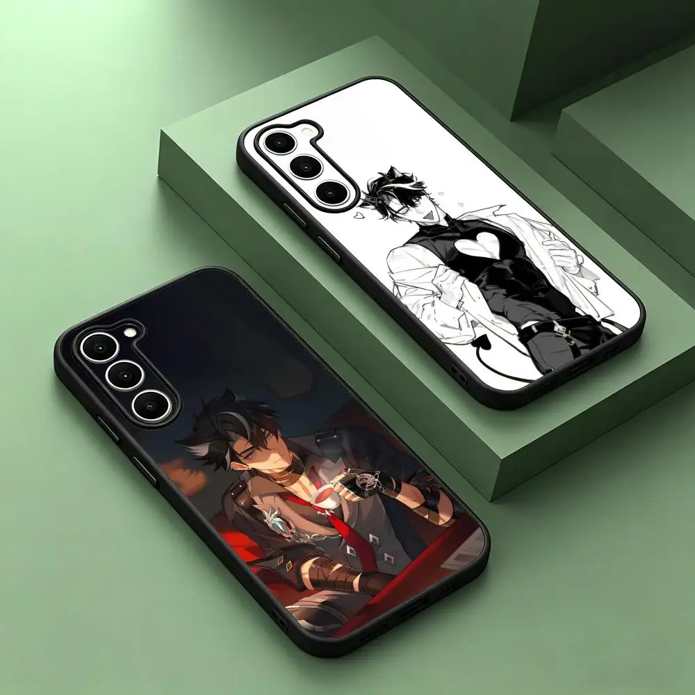 Hot cool Genshin Impact Wriothesley Phone Case For Samsung Galaxy S26 S25 S24 S23 S22 S21 S20 Plus Ultra Note20 Soft Black