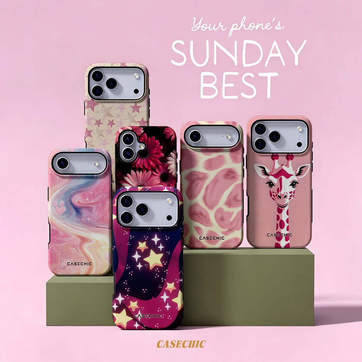 Pink Galaxy Star For Samsung Galaxy S26 S25 S24 A56 A36 Phone Case Double-Layer Protection Cover for Women Girl CaseChic