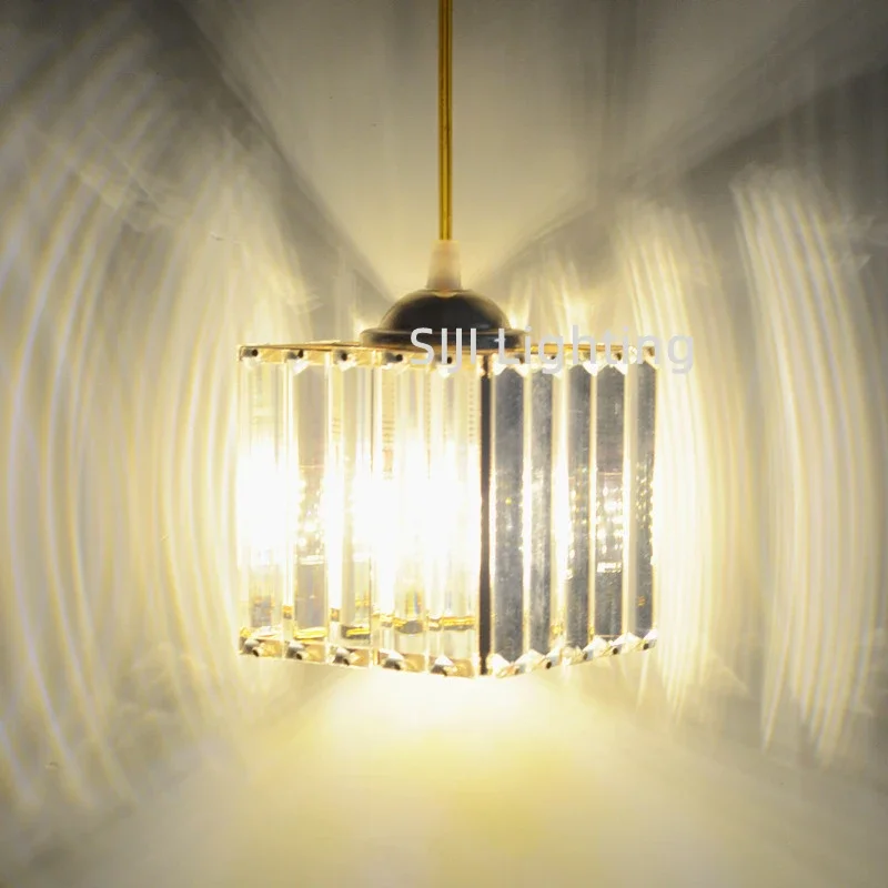 

E27 Lamp Base Restaurant Crystal Chandelier Modern LED Crystal Ceiling Lamp Cord Pendant Light Dining Room Bedroom Indoor Lights