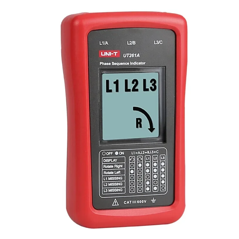 UNI-T UT261A Indicatore di sequenza di fase e rotazione del motore Alimentazione trifase Tensione CA 40 ~ 700 V Indicatore di sequenza di fase