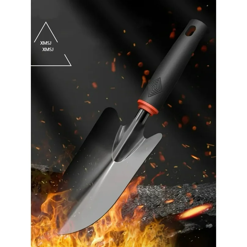 XMSJ Durable Metal Gardening Shovel with Ergonomic Black Handle & Orange Accents - Perfect for Planting Flowers, Vegetables
