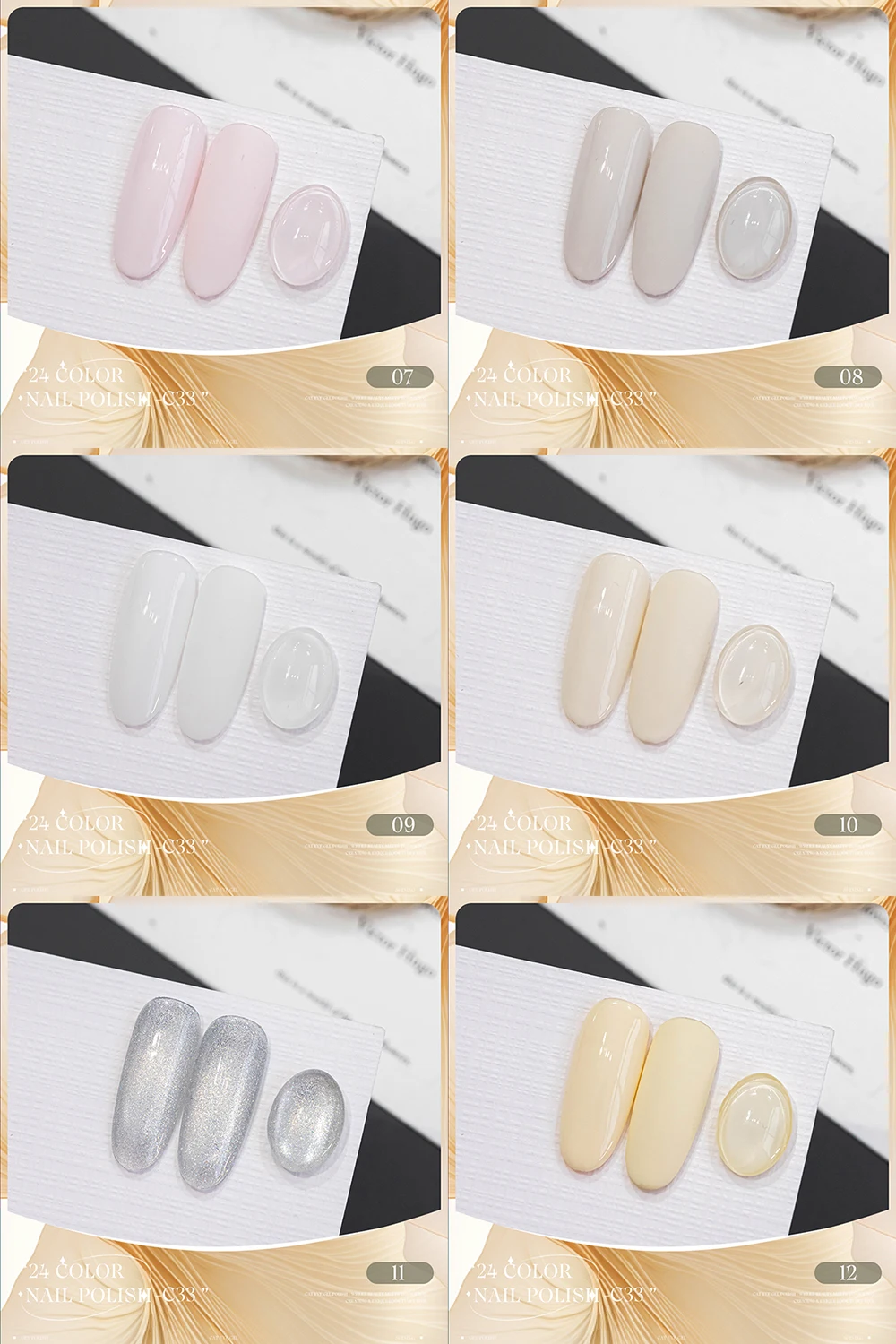 Vendeeni 24 Farben/Set Mondlicht Weiß Gel-Nagellack Magnetischer Katzenaugen-Gel-Lack Perlweiß Glitzer-Gel-Lack mit Display – Detail 6
