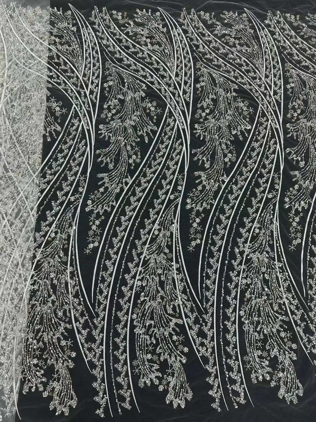 5Yards 2024 Latest Delicate Elegant Best Quality Soft Embroidered Beaded Tube Lace fabric For Wedding Evening Dress U_Ge5978