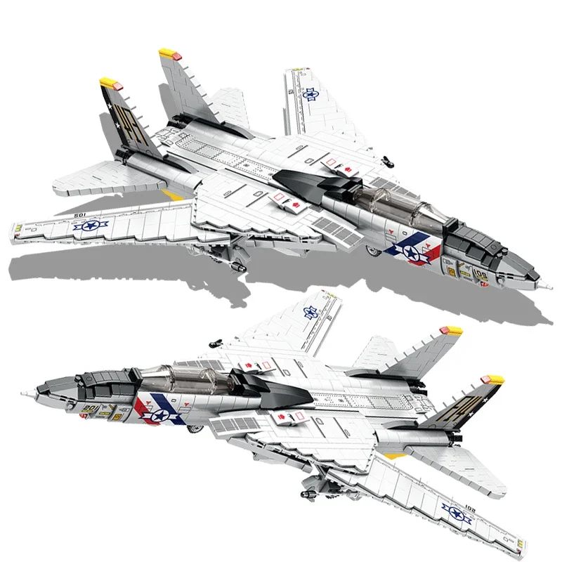 

1443PCS Military Tomcat F14 Fighter Aircraft Building Blocks MOC Carrier-Base Fighter Model Bricks Set Holiday Gifts Kids Toys