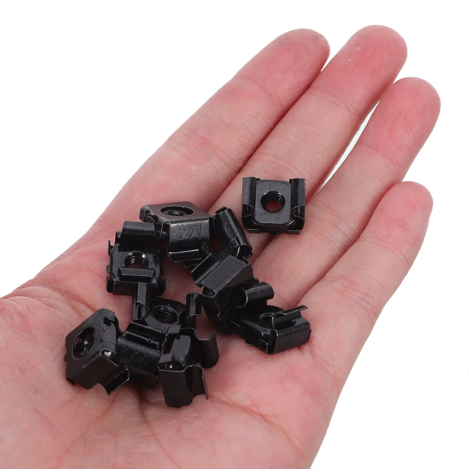 100Pcs Iron M4 Cage Nut Nickel Plated Clip Snap-in Anti-Vibration Rack Mounting Nut Electrical Server Cabinet Panel Hardware