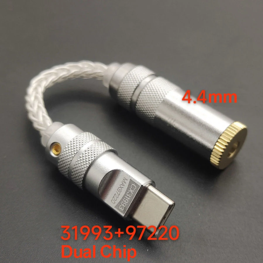 Conexant Type C to 4.4mm Adapter DAC Sound Card Short Cable for Earphones Dual-core cx31993+97220 Converter