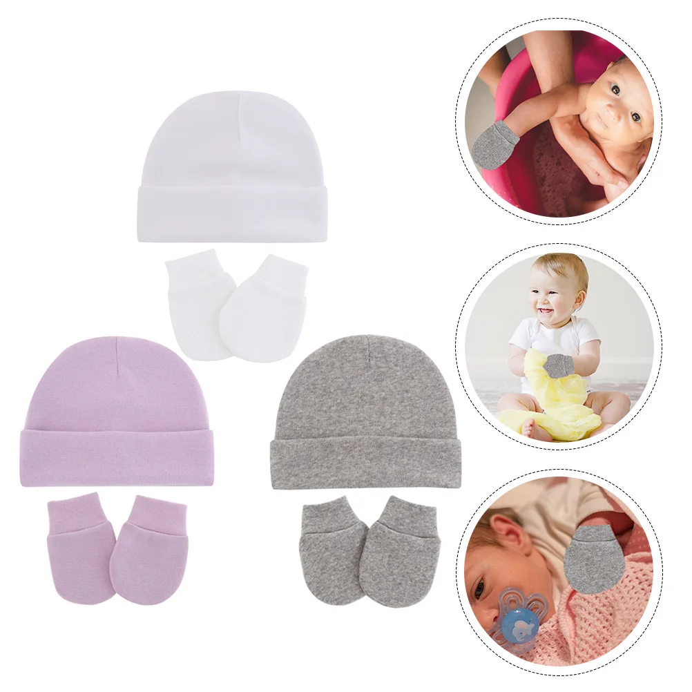 

Baby Fetal Hat Glove Set Gloves Infant Warm Cap Nail Newborn Accessories Cotton Toddler Anti Scratching Beanie