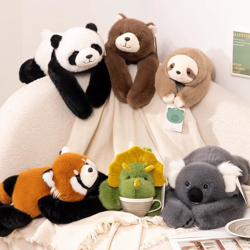 

Fluffy Cartoon Animal Plush Pillow Stuffed Panda Bear Sloth Dinosaur Koala Soft Lying Doll Present