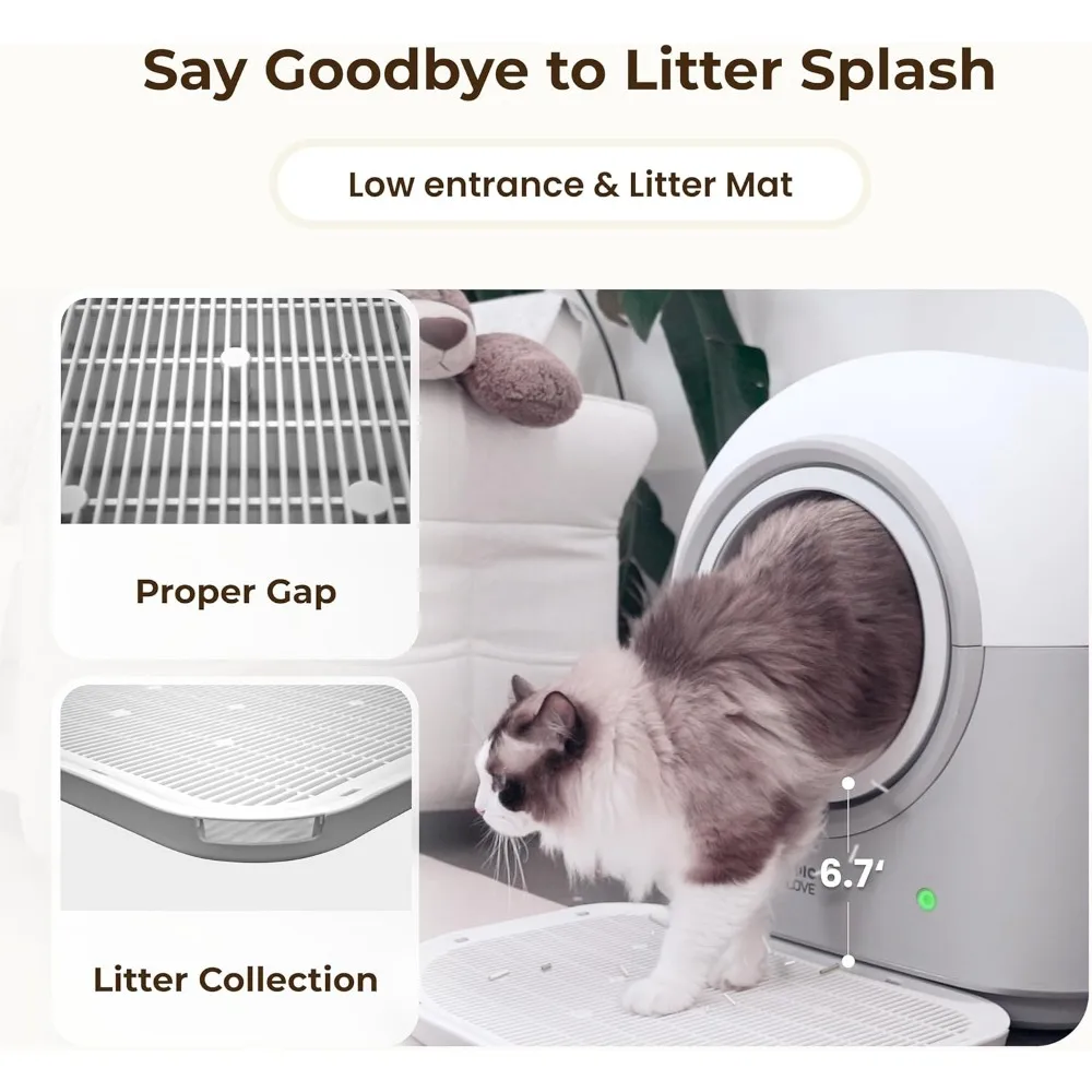 Self-Cleaning Litter Box Automatic Electronic Smart Robot self Cleaning Litter Box - Large 60L Capacity, Safe Anti-Pinch