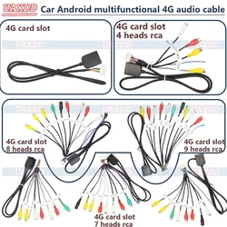 RCA Audio Cable 2 Din Car Android cable harness Microphone jack Fan power socket SUB WOOFER 4G Card slot video player multimedia