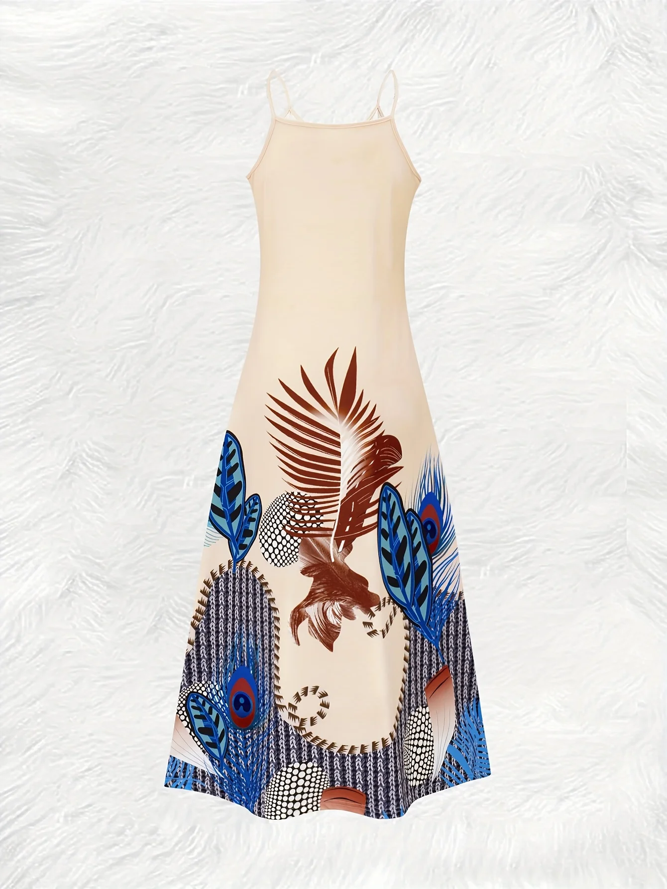 Printed Design casual style Tropical Leaf And Geometric Pattern v-neck dress