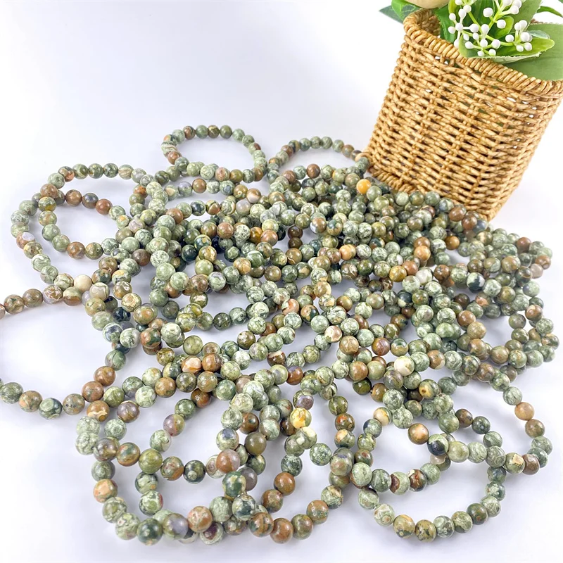 Wholesale 8 mm High Quality Healing Crystal Rhyolite Stones Rainforest Jasper Bracelet For Gift