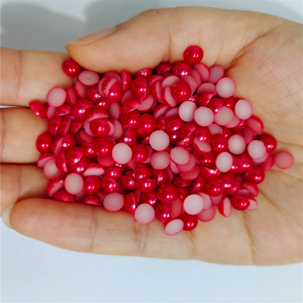 Multiple size all colours Half Round plastic pearl Non Hotfix Flat Back Nail Art Rhinestones Jewelry Making